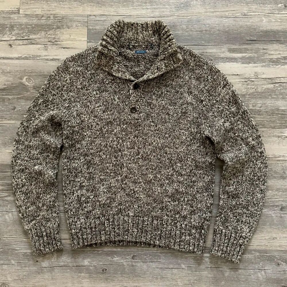 Vintage Polo Ralph Lauren Shawl Collar Chunky Knit Sweater Size Medium
